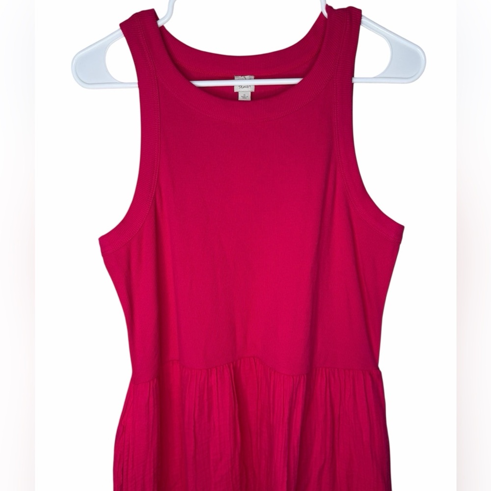 NWT Loft Beach Triple Cloth Mixed Media Maxi Pocket Dress Size XL Hot Pink - Picture 6 of 12